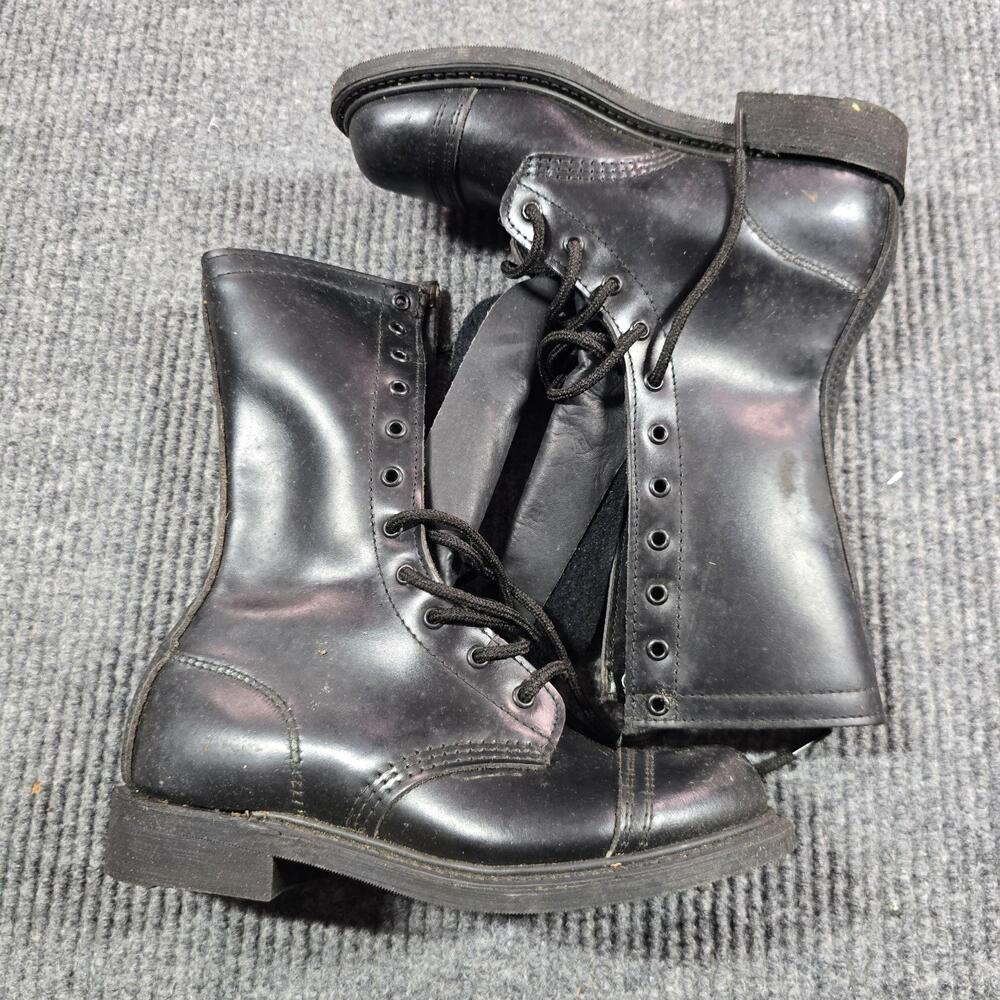 Carolina Boots Mens Size 3.5 D Black Leather Para-Trooper Jump Combat Cap Toe